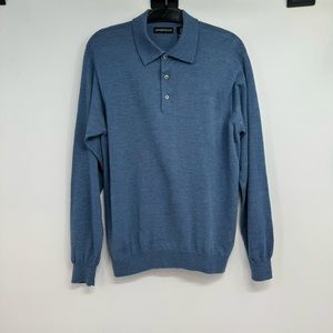 Joseph & Lyman Polo Sweater Men’s M Blue Wool Long Sleeve